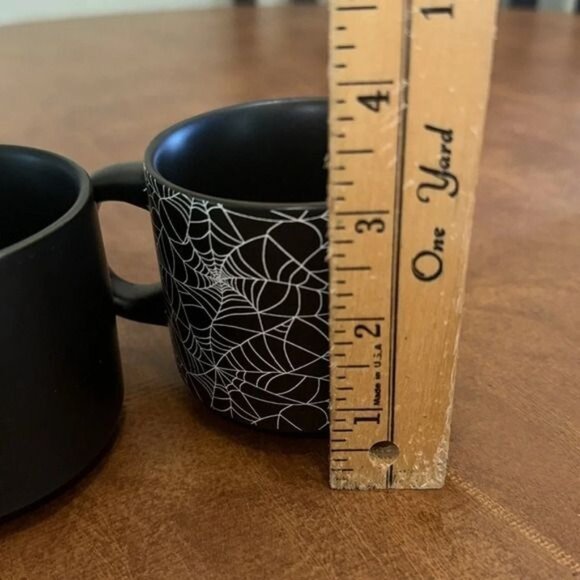 Two-Piece Happy Halloween Spider & Web Ceramic Mug Set Black & White - Picture 6 of 7